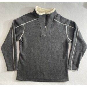 KUHL Sweater 1/4 Zip Fleece Europa Pullover Men's Medium Sherpa Collar Gray 3017